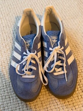 adidas Light Blue Suede Sneakers with White Stripes